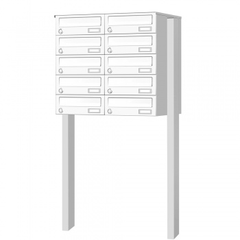 Briefkastenanlage freistehend 10 Fcher Cenator KN-FS-100-244-H weiss RAL 9016 zum Einbetonieren