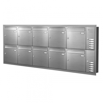 Unterputz Briefkastenanlage 10 Fcher mit Funktionskasten Edelstahl Cenator KN-UP-101-110-E