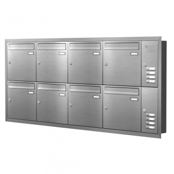 Unterputz Briefkastenanlage 8 Fcher mit Funktionskasten Edelstahl Cenator KN-UP-81-110-E 