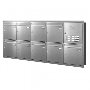 Unterputz Briefkastenanlage 9 Fcher mit Funktionskasten Edelstahl Cenator KN-UP-91-110-E