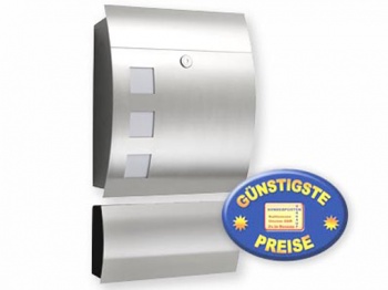 Briefkasten Edelstahl mit Zeitungsfach Cenator CM 64