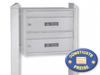 Briefkastenanlage 2 Fcher freistehend silber Cenator BW 279