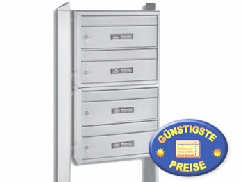 Briefkastenanlage 4 Fcher freistehend silber Cenator BW 281 