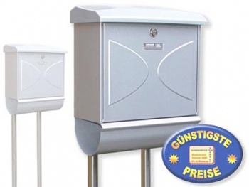Briefkasten mit Zeitungsbox und Ständer silber Cenator BW 211 