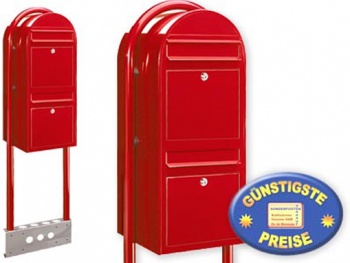 Briefkastenanlage 2 Fcher rot freistehend Cenator BF 526