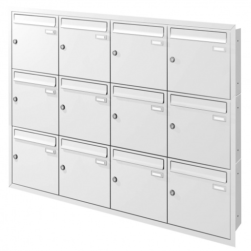 Unterputz Briefkastenanlage 12 Fcher Cenator KN-UP-120-110 weiss RAL 9016