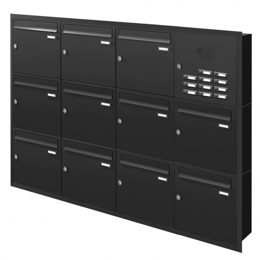Unterputz Briefkastenanlage 11 Fcher mit Funktionskasten Cenator KN-UP-111-110 anthrazitgrau RAL 7016