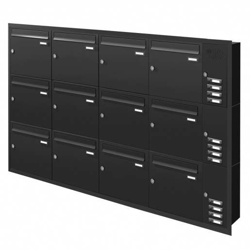 Unterputz Briefkastenanlage 12 Fcher mit Funktionskasten Cenator KN-UP-121-110 anthrazitgrau RAL 7016
