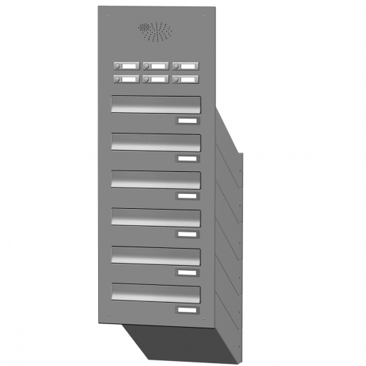 Mauerdurchwurf Briefkastenanlage 6 Fcher mit Funktionskasten Cenator KN-MD-61-OR graualuminium RAL 9007