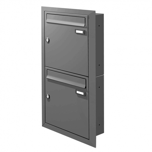 Unterputz Briefkastenanlage 2 Fcher Cenator KN-UP-20-110-A graualuminium RAL 9007