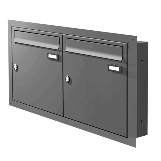 Unterputz Briefkastenanlage 2 Fcher Cenator KN-UP-20-110-B graualuminium RAL 9007