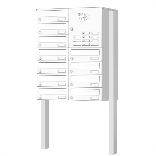 Briefkastenanlage freistehend 11 Fcher mit Funktionskasten Cenator KN-FS-111-244-H 