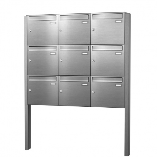 Briefkastenanlage freistehend Edelstahl 9 Fcher Cenator KN-FS-90-244-E 