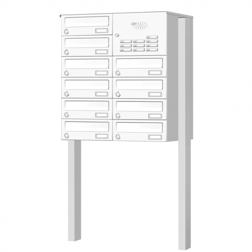 Briefkastenanlage freistehend 10 Fcher mit Funktionskasten Cenator KN-FS-101-244-H 