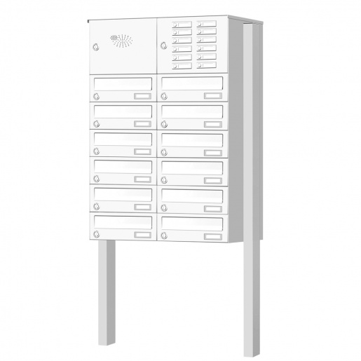 Briefkastenanlage freistehend 12 Fcher mit Funktionskasten Cenator KN-FS-121-244-H 