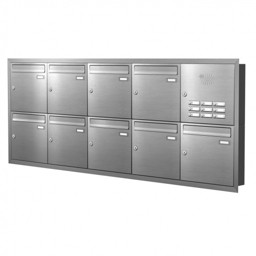 Unterputz Briefkastenanlage 9 Fcher mit Funktionskasten Edelstahl Cenator KN-UP-91-110-E 