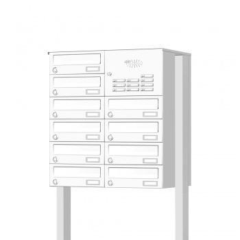 Briefkastenanlage freistehend 10 Fcher mit Funktionskasten Cenator KN-FS-101-244-H 