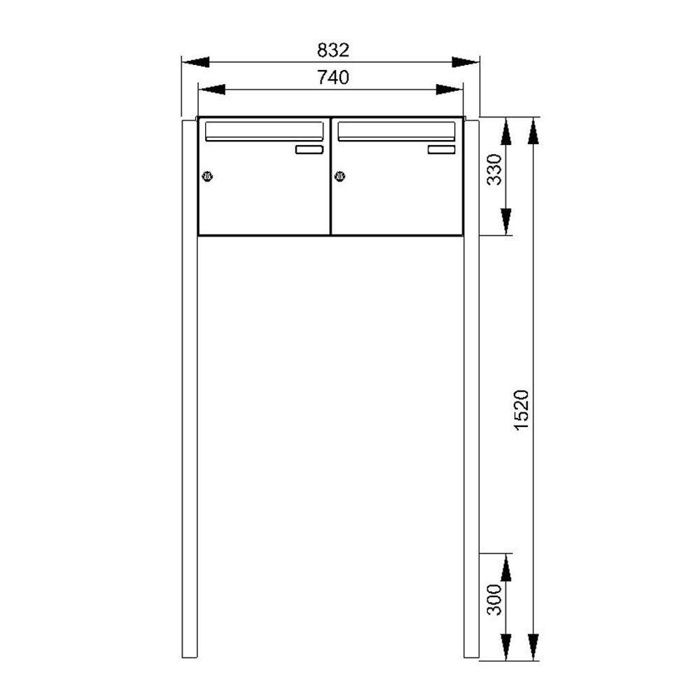 Zweier-Briefkastenanlage freistehend Cenator KN-FS-20-244-B 