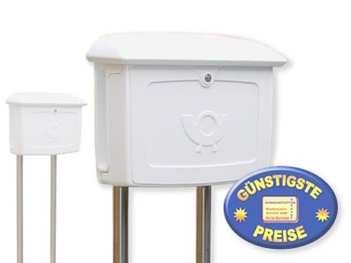 Briefkasten Kunststoff weiß mit Ständer Cenator BW 202 