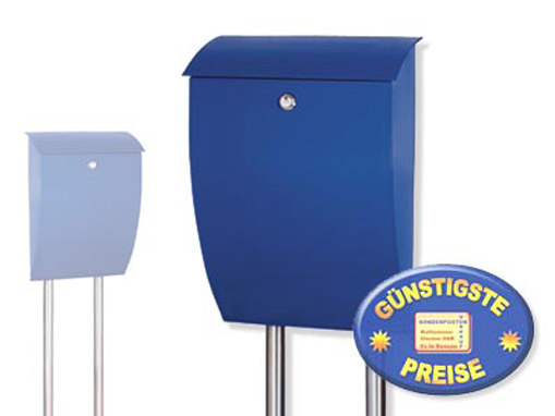 Briefkasten blau mit Standrohren Cenator BW 209 